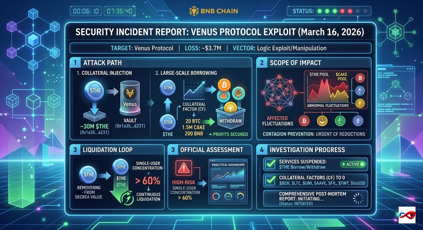Venus Protocol Suffers $3.7M Loss Following Security Breach in $THE Pool