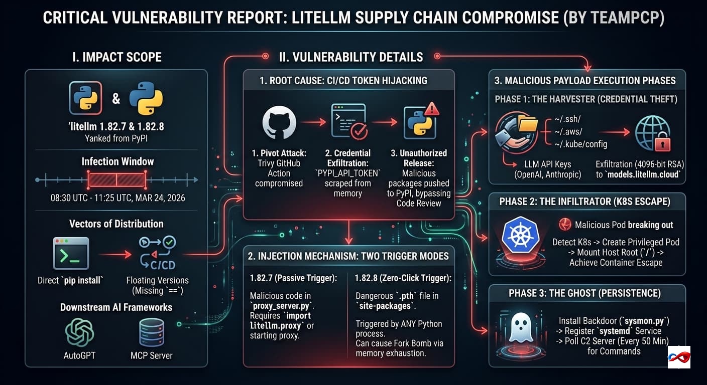 LiteLLM Supply Chain Poisoning: A Full-Path Analysis from Trivy Compromise to Zero-Click Malicious .pth Injection